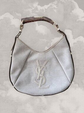 YVES SAINT LAURENT Tom Ford Mombasa Medium Light Gold Linen Y2K horn bag
